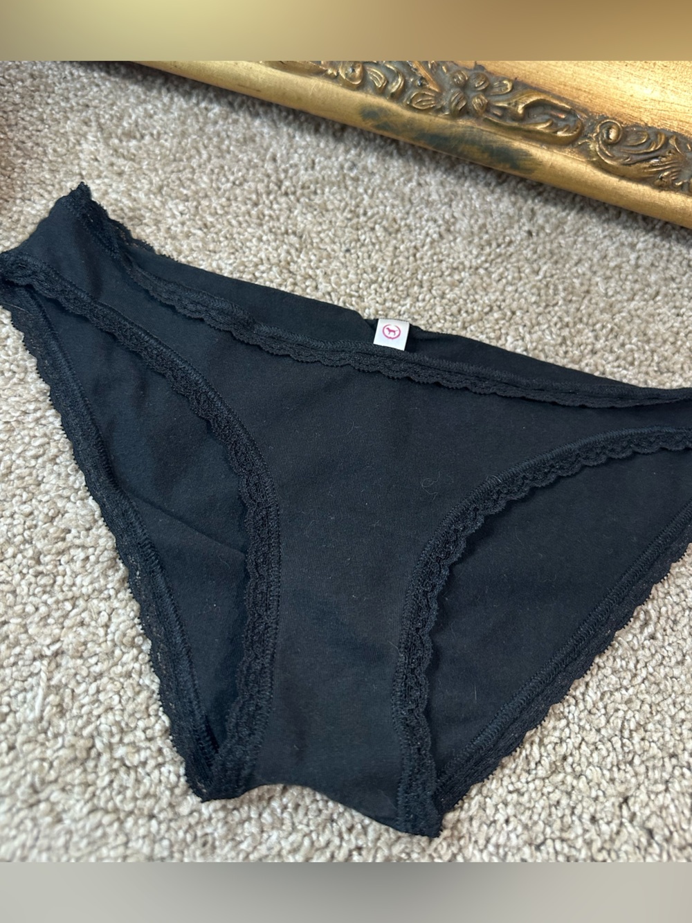 New Pink Victoria's Secret 2011 Extra Low Rise Bikini Size XS Black Lace Trim